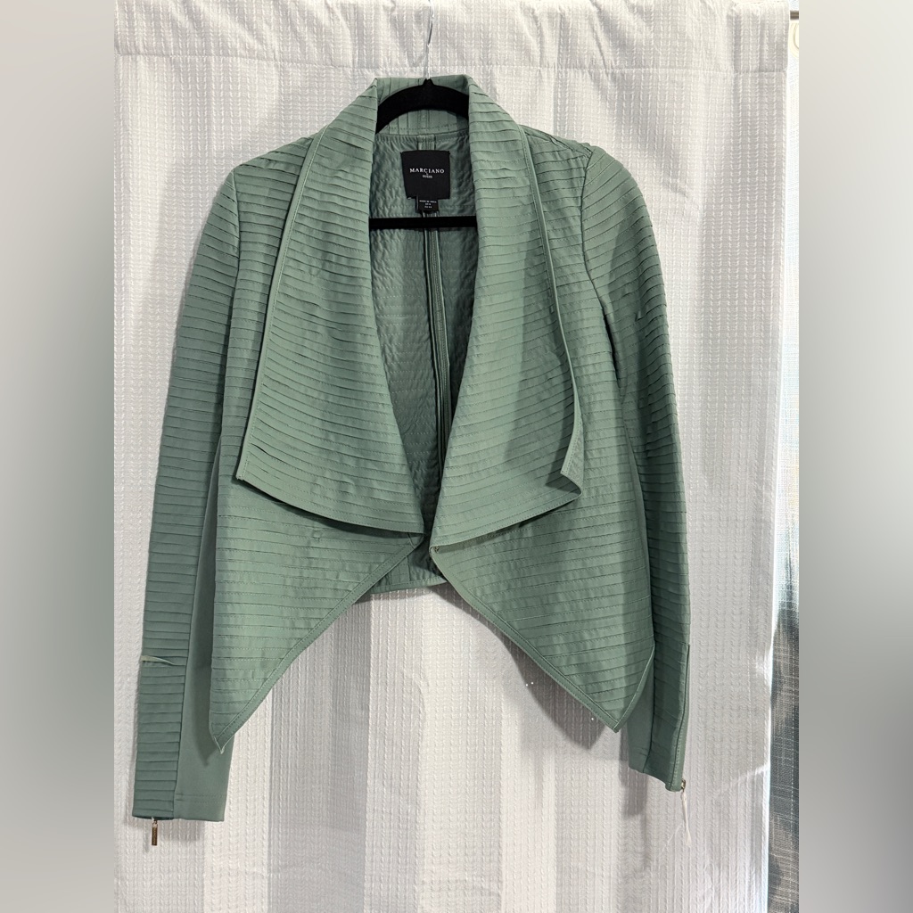 Green Women's Leather Jacket From Marciano By Guess. Super Soft Leather, Size 8.